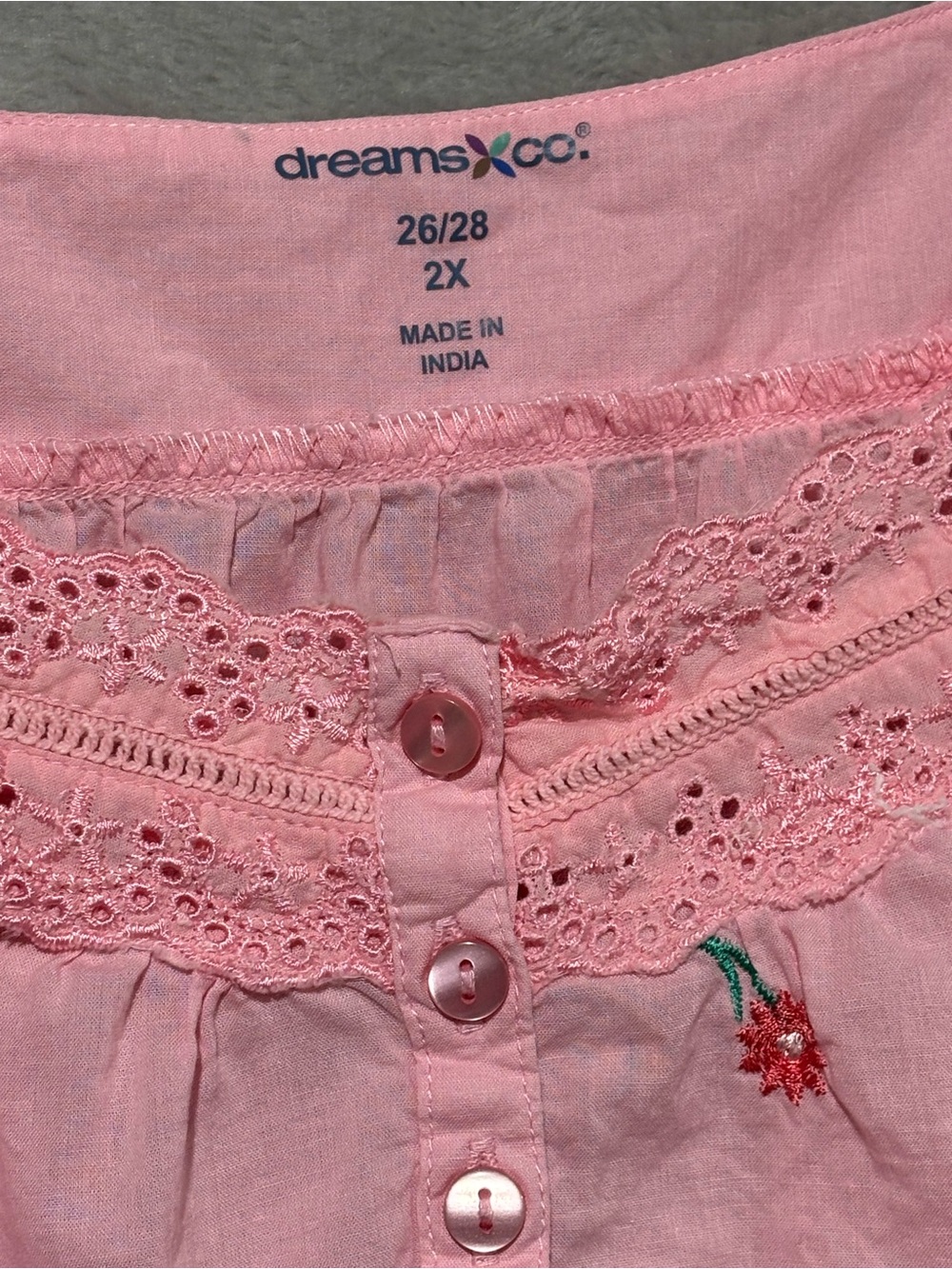Dreams & Co 100% Cotton Floral Embroidered Nightgown Plus Size 2X Cottagecore - Picture 7 of 14